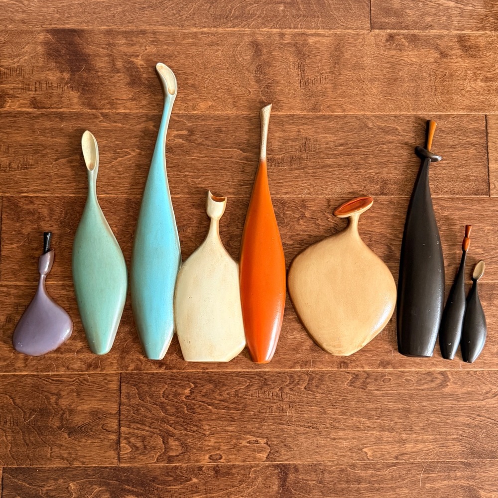 Sexton Mid Century Modern Aluminum Wall Art Bottles 9 Pc Original Paint